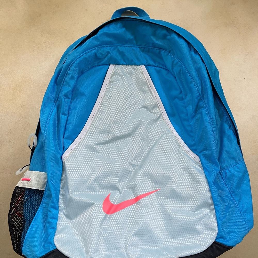 Nike Backpack in Blue and Gray with Pink Logo